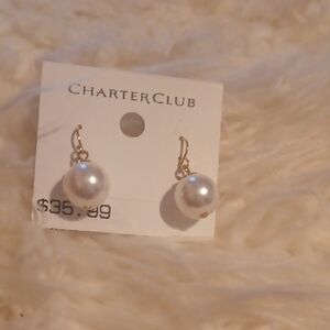 Charter Club Gold Pearl Drop Earrings